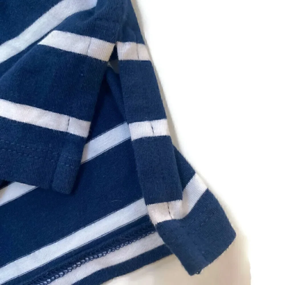 Cape Madras Anthro Quarter Zip Long Sleeve Preppy Pullover Navy White Stripes XS